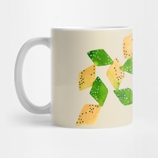 Watercolor green and tan connected diamond shapes Mug